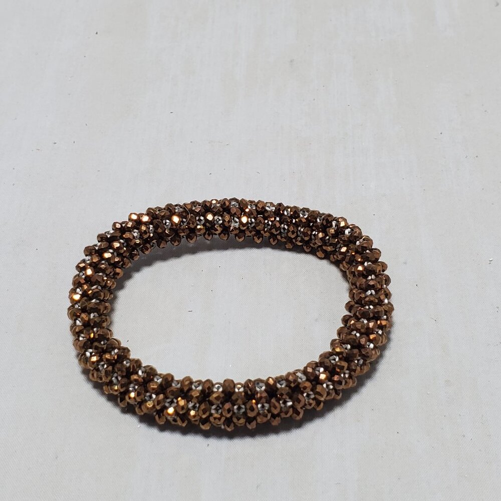 Ali Khan stretch bracelet shades of brown and clear with gift box
